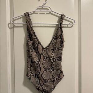 Babaton Snakeskin Print Bodysuit